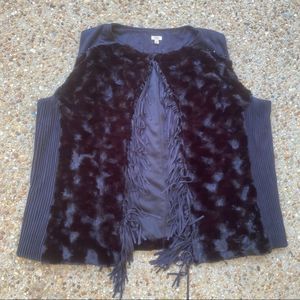 Reba Woman Vegan Faux Fur Fringe Black Vest Size 2X